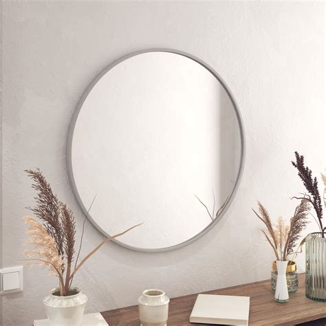 HBCY Creations Silver Circle Wall Mirror 30 Inch Black Round Wall ...