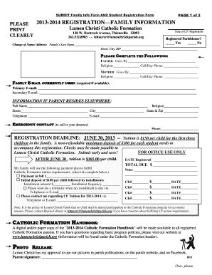 Fillable Online SUBMIT Family Info Form AND Student Registration Form ...