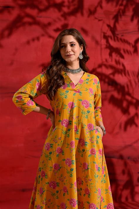 Yellow A - Line Kurta set – DIMPLE DESIGN STUDIO