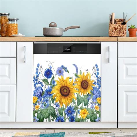 Sunflowers Dishwasher Door Cover Reusable Trimmable Kitchen Fridge ...
