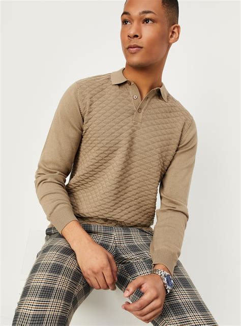 Buy Men Flat Knit Slim Fit Polo T-shirt Online at just Rs. 999.0 ...