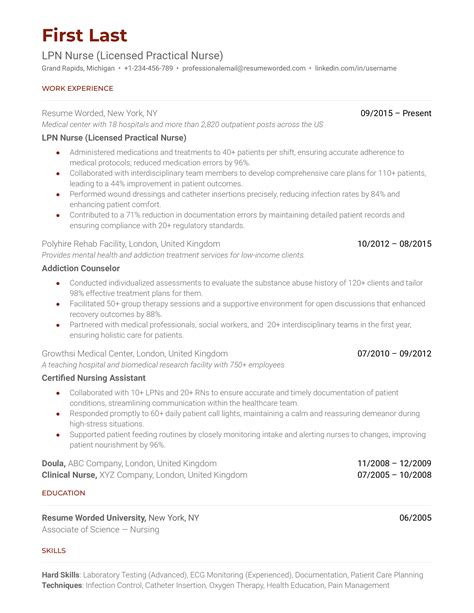LPN Nurse (Licensed Practical Nurse) Resume Examples for 2025 | Resume ...