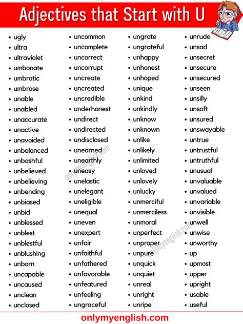 Adjectives that Start with U » Onlymyenglish.com