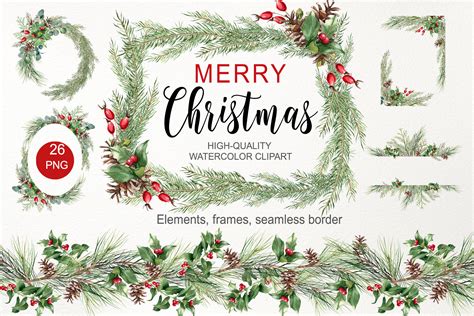 Watercolor Christmas Greenery Clipart Graphic by WatercolorGardens ...