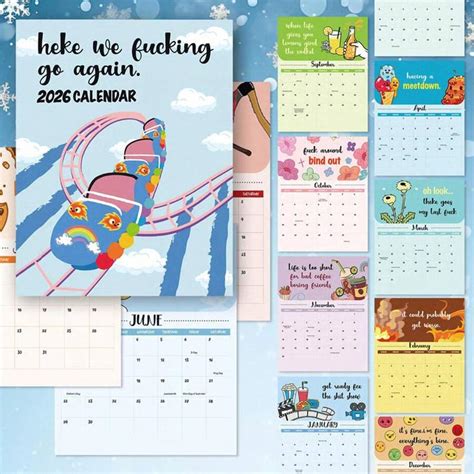 2026 Calendar: Here We Go Again - Roller Coaster Helicopter,For School ...