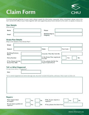 Strata Plan Claim Form - Blank Fillable Template | Fill Out, Print ...