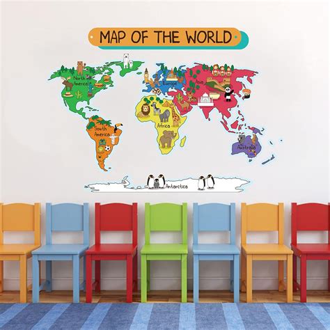 Art Kafe Map of The World Wall Sticker : Amazon.in: Home & Kitchen