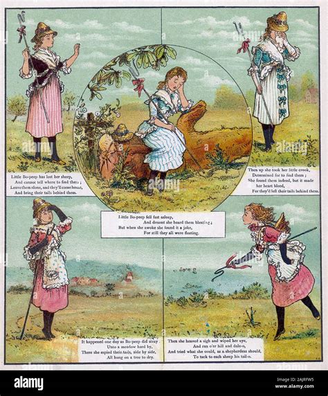 LITTLE BO-PEEP nursery rhyme in an early 20th century illustration ...