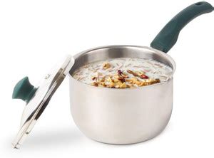 The Indus Valley Stainless Steel Sauce Pan/Milk Pan with Glass Lid - 5. ...