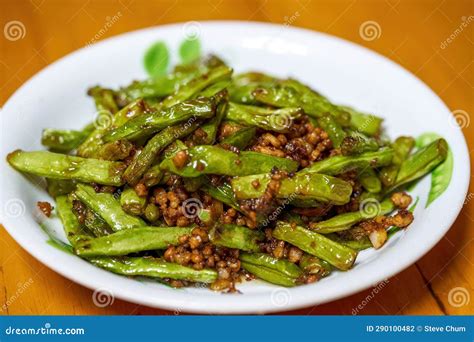 Classic Chinese Cooking, Stir-fried Green Beans Stock Photo - Image of ...