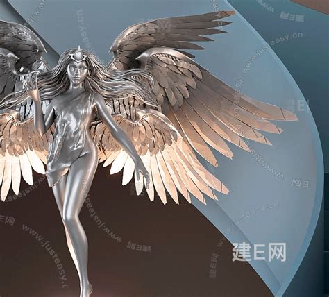 现代天使女神雕塑- 建E网3D模型下载网