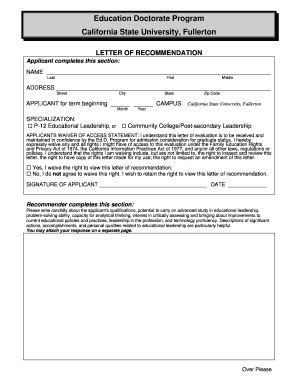 Recommendation Forms - College Of Education At California State ...
