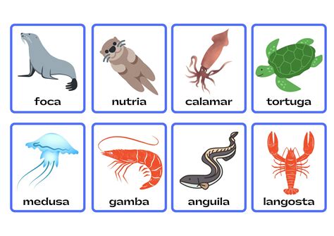 Etiquetas Con Nombres De Animales Marinos Para Imprimir