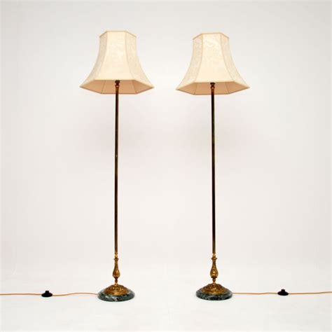 Pair of Antique French Brass & Marble Floor Lamps | Marylebone Antiques