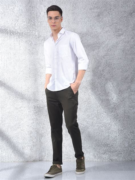 White Textured 100% Cotton Shirt – Crimsoune Club