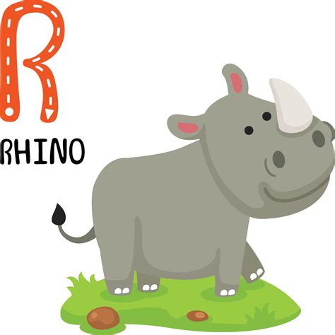 Illustration Isolated Animal Alphabet Letter R-Rhino 10511975 Vector ...