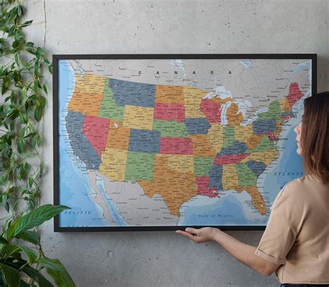Political Map of USA. Large Detailed United States Map Poster With ...