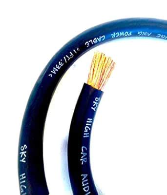 50 ft CCA 1/0 Gauge Oversized Black Power Ground Wire Sky High Car ...