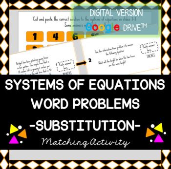 Image result for Solve a System of Equations Using Substitution Word Problems