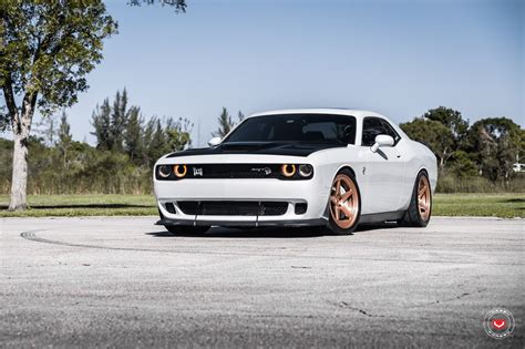Beast Mode On: White Dodge Challenger SRT Customized and Fitted with Yellow Halo Lights — CARiD ...