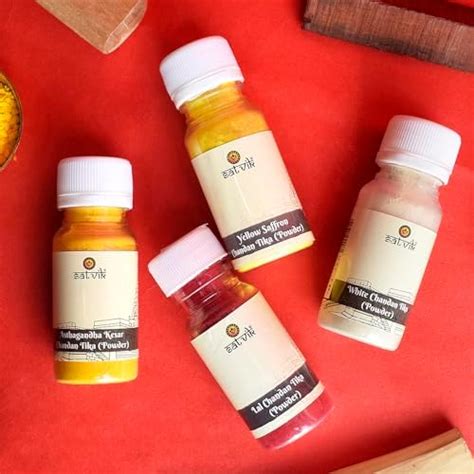 Satvik Pack of 4 Combo Pure Chandan Tika Powder, Sandalwood Powder ...