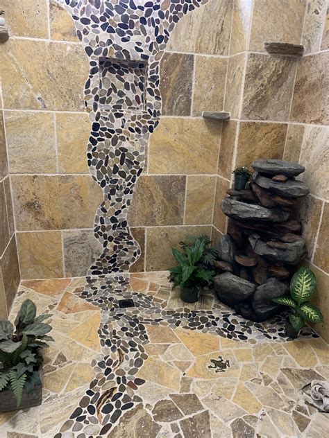 Custom shower with real river rocks – Artofit