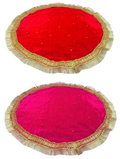 Navti Creations Combo of 2 Round Velvet THAALPOSH/Puja aasan for God ...