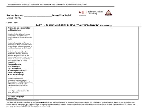 Image result for Lesson Plan Using SIUC Example