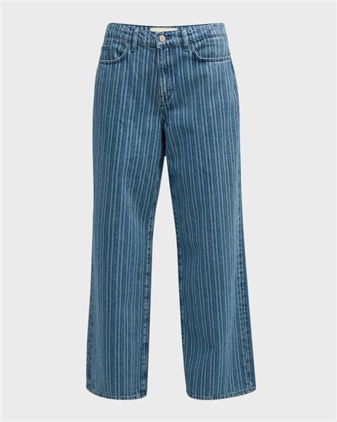 Triarchy Sparrow Stripe Mid-Rise Baggy Jeans | Neiman Marcus