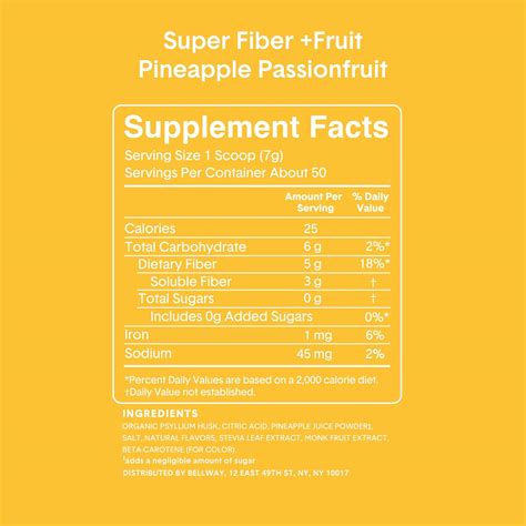 Bellway Super Fiber Powder + Fruit, Pineapple Passion Fruit Super Fiber ...