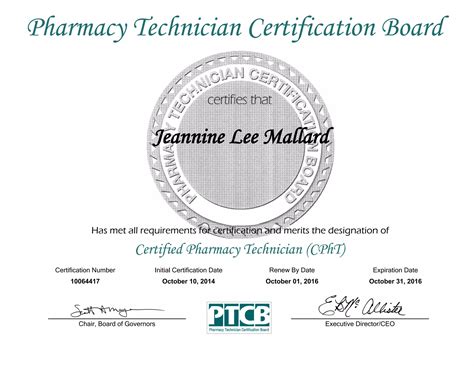 Pharmacy Technician Certification Certificate | PDF