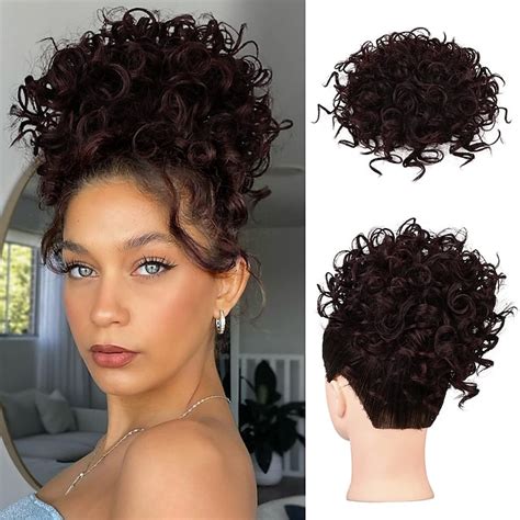 Messy Bun Hair piece for Women Elastic Drawstring Loose Wave Curly ...