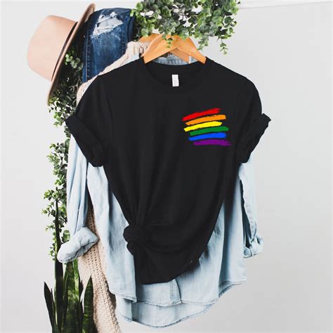 Rainbow T-shirt With LGBTQ+ Flag Colors for Gender Equality, Inclusion ...