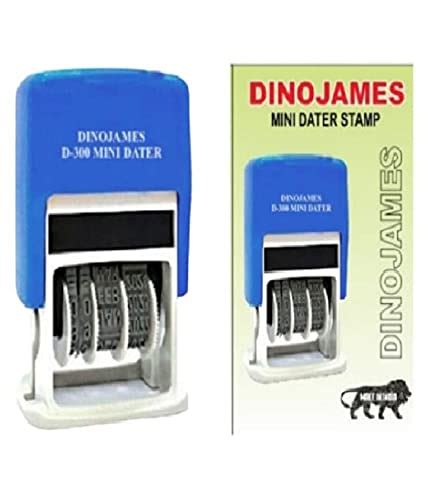 Dinojames Self Inking Mini Dater D-300 Self Inking Stamp (Blue Ink ...