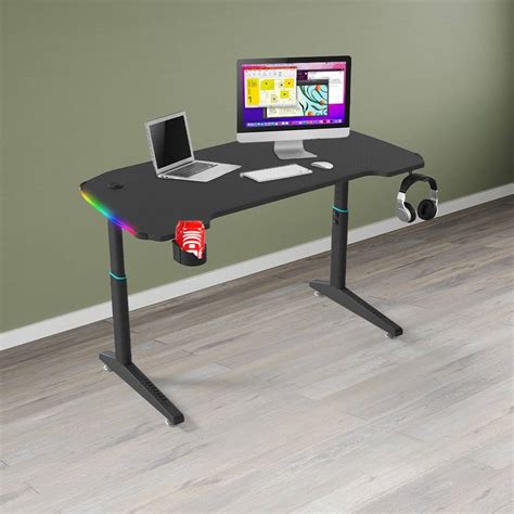 SAVYA HOME Manual Height Adjustable Table | Sit-Stand Desk, With LED ...