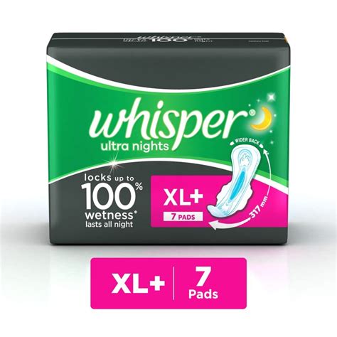 Whisper Ultra Nights Wings Sanitary Pads XL+, 7 Count Price, Uses, Side ...