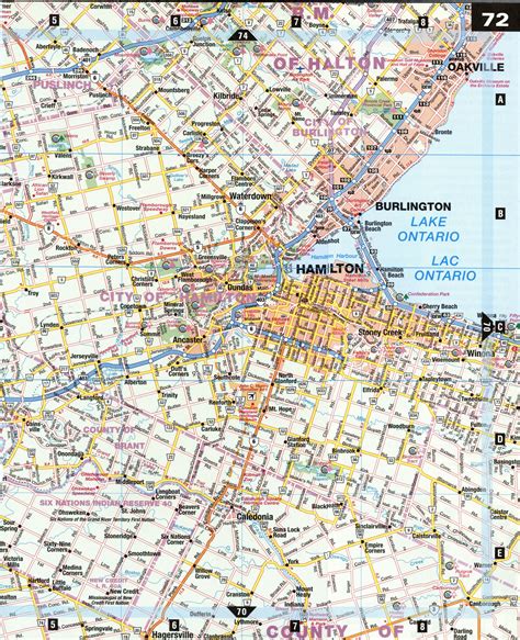 Road map Kitchener and Brantford city surrounding area (Ontario, Canada) - US map