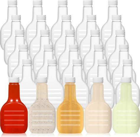 Amazon.com: Roshtia 30 Pack 16oz Clear Plastic Salad Dressing Bottles ...