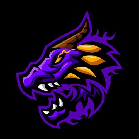 Grand dragon de feu avec modèle de logo de mascotte moderne visage en ...