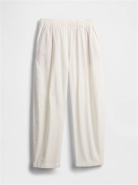 Mid Rise Linen-Blend Easy Barrel Pants | Gap