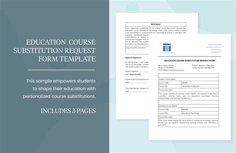 Education Course Substitution Request Form Template in Word, PDF ...