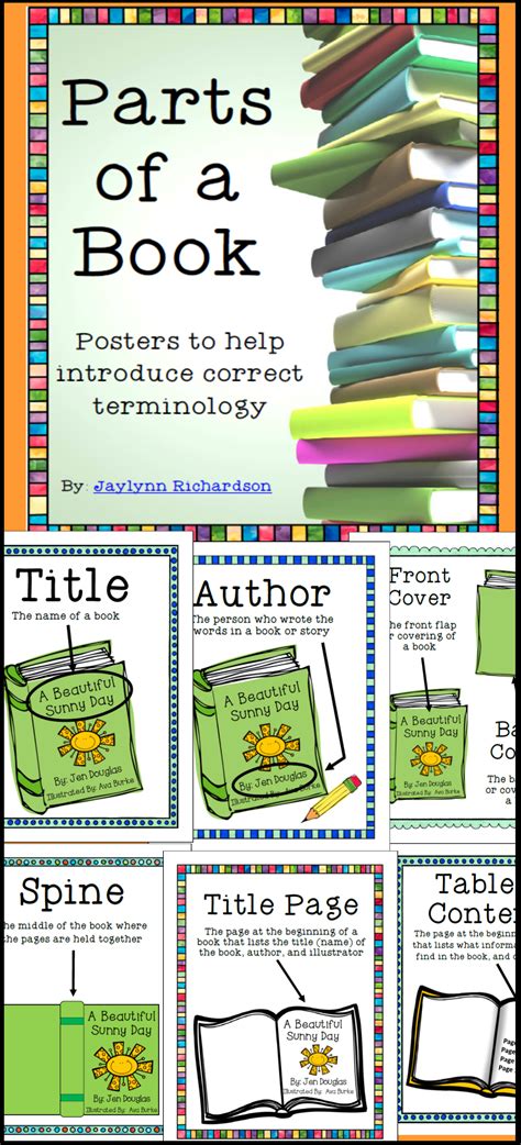 Parts of a Book Posters | Library skills, Library lessons, Parts of a book