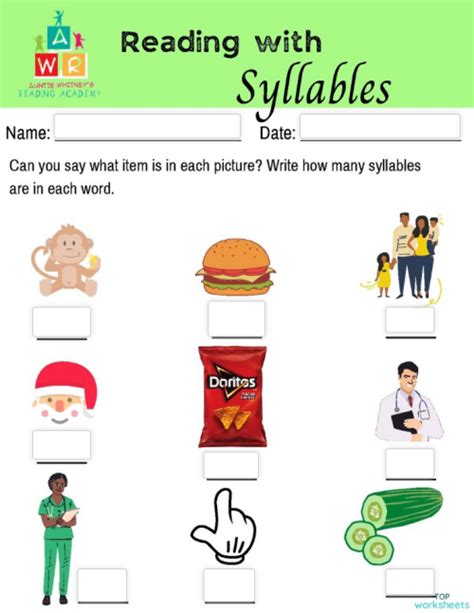 Reading Syllables Worksheet 的图像结果