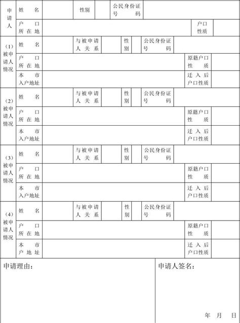 入户申请表WORD模板下载_申请表_图客巴巴