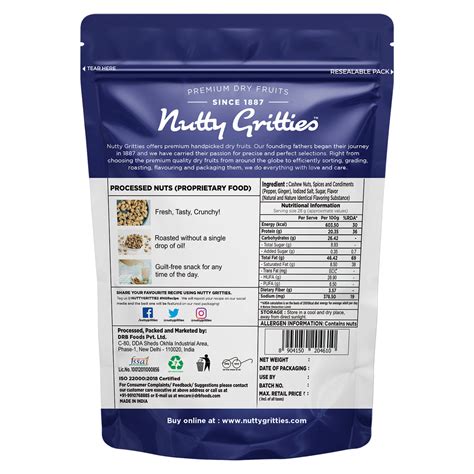 Southern Pepper Cashew Zero Breakage Nuts - 200g – Nutty Gritties