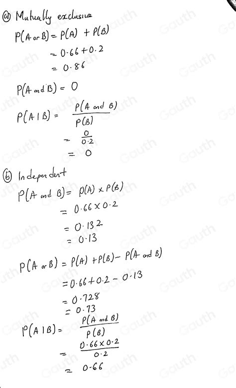 Solved: A and B are events such that P(A)=0.66 and P(B)=0.2. Find the ...