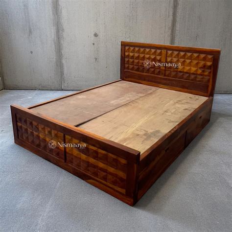 Nismaaya Solid Sheesham Wood Double Bed With Drawers Storage – Nismaaya ...