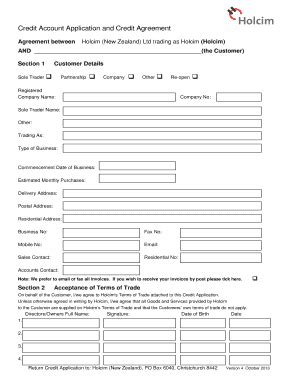 Credit Application Form - Holcim New Zealand Ltd - Fill and Sign ...