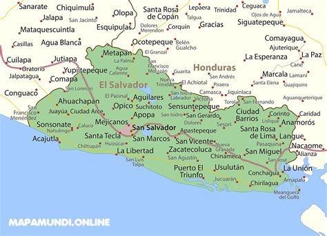 ⊛ Mapa de El Salvador ·🥇 Político & Físico Imprimir | Colorear | 2022