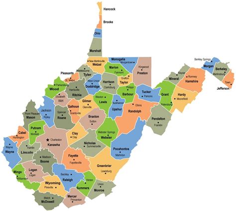 West Virginia County Map: Laminated 26 | County map, West virginia ...
